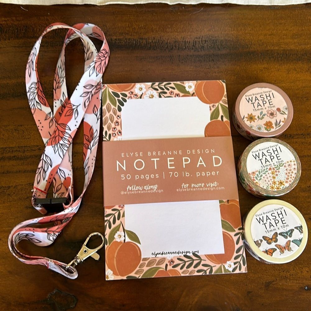Elyse Breanne Bundle Lanyard Notepad. And Washi tapes all new